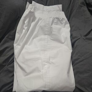 White Elastic Waist Scrub Pants